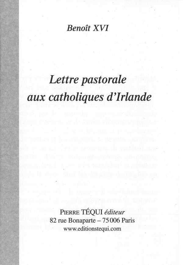 Lettre pastorale aux catholiques d'Irlande