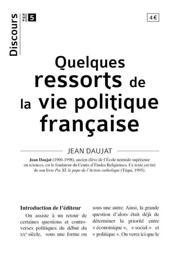 Discours n°5 - Quelques ressorts de la vie politique française