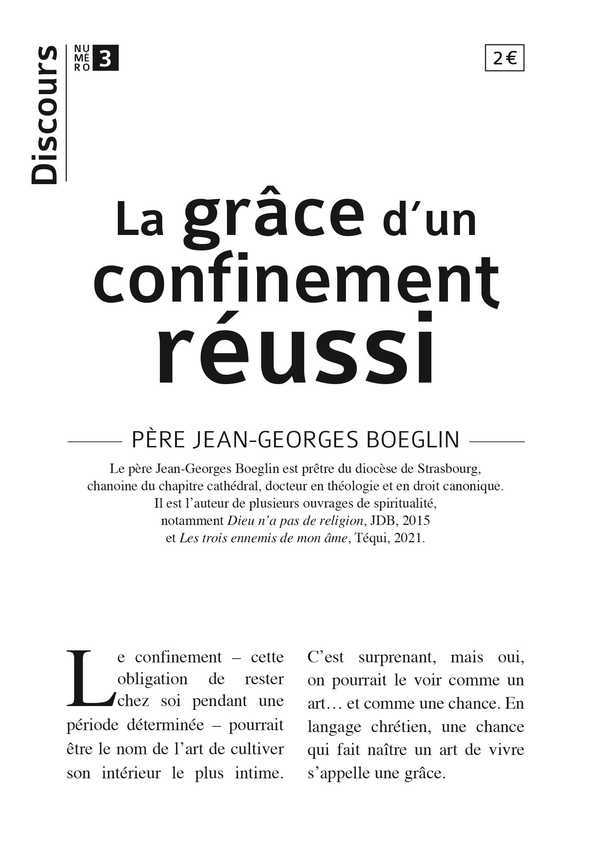 Discours n°3 - La grâce d'un confinement réussi