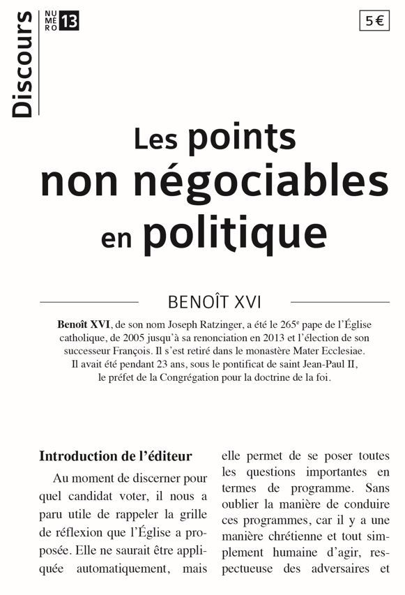 Discours n°13 - Les points non négociables en politique