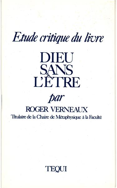 Étude critique du livre Dieu sans l'être