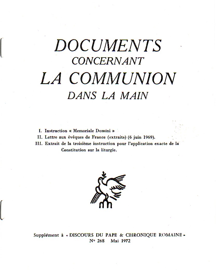 Documents concernant la communion dans la main