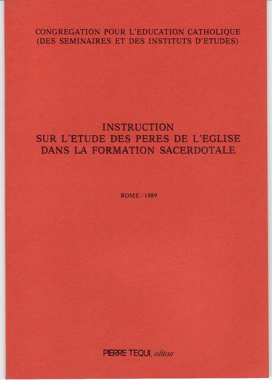 Instruction sur l'étude des Pères de l'Église dans la formation sacerdotale