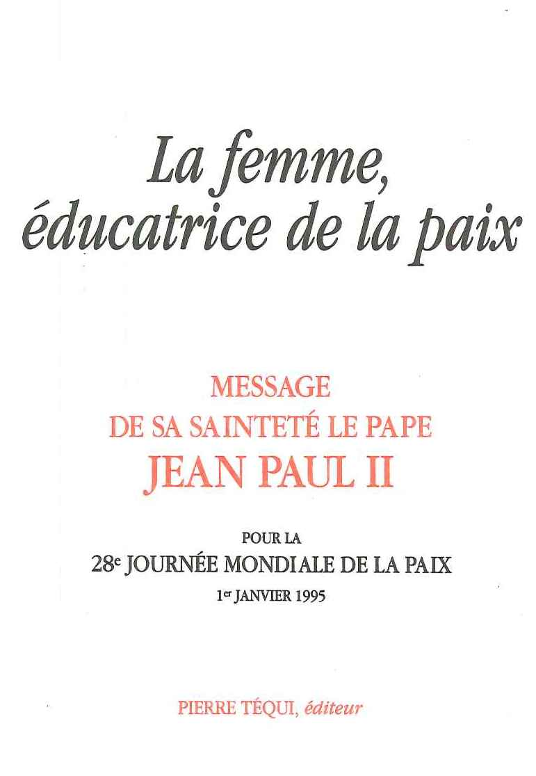 La femme éducatrice de la paix (1er janvier 1995)