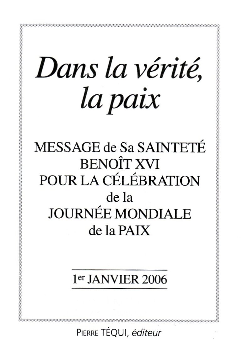 Message journée de la Paix 2006